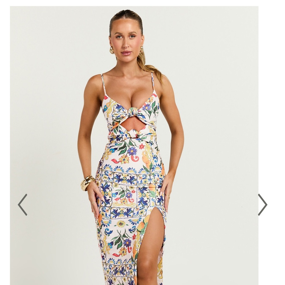 Showpo Floral Cutout Midi Dress - Multicolor